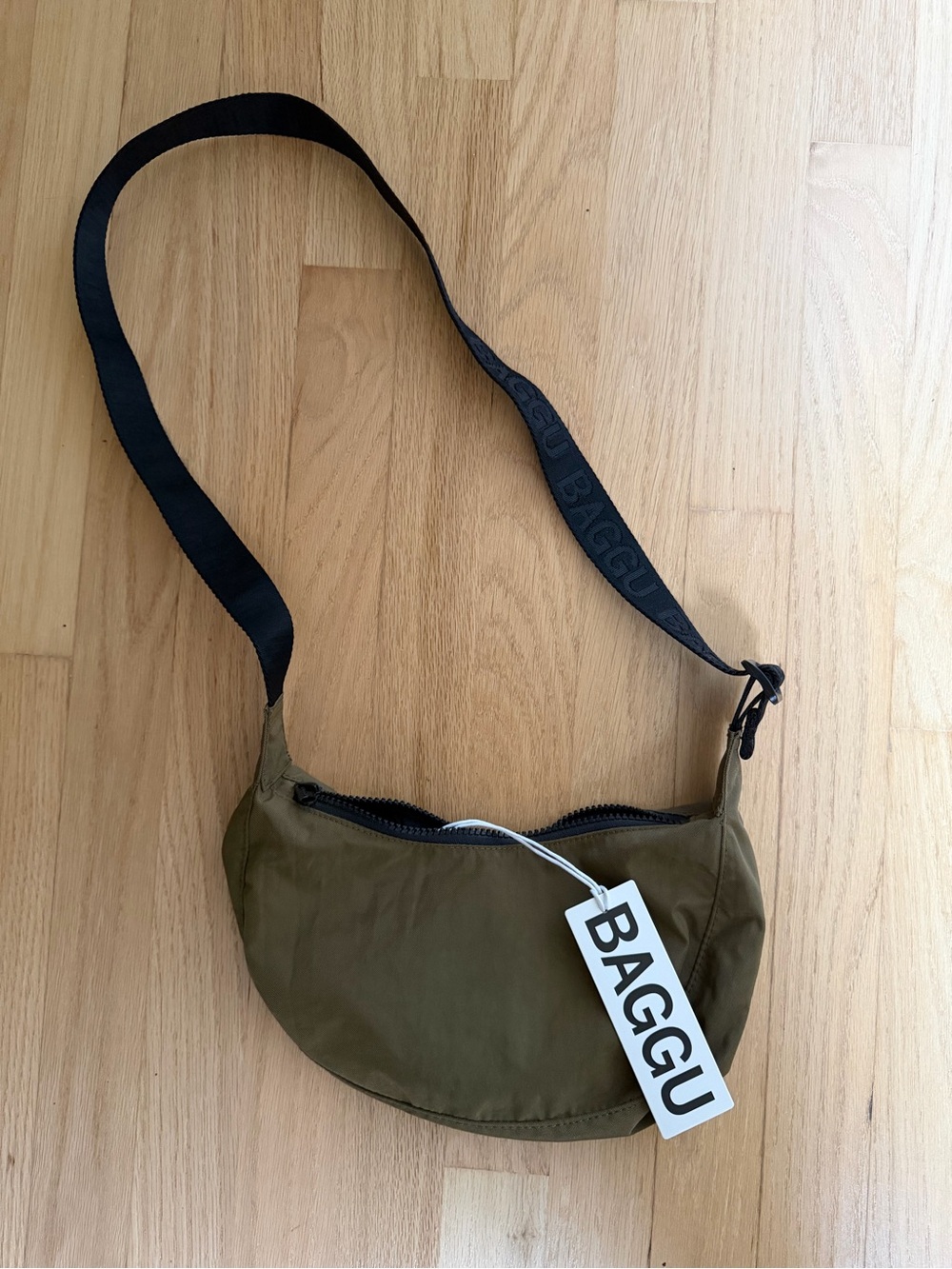 BAGGU Olive Crossbody Shoulder Bag - Small Crescent Bag- Original Shorter Strap